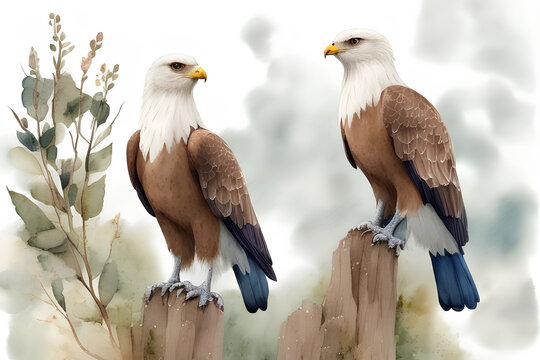 ai-generated illustration of an eagle done in watercolor art style