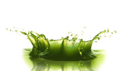 Splashing tasty fresh juice on white background