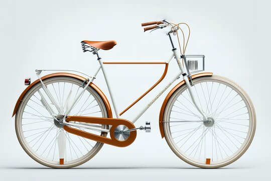 Classic vintage bicycle over white background. Generative AI illustration