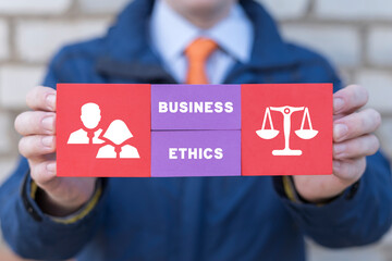 Business ethics concept. Banner for business integrity, good governance policy. Business moral...