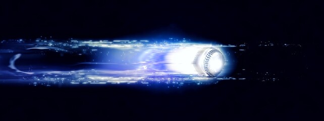 3dレンダリングの野球ボールに光の効果を合成した抽象的な背景 - obrazy, fototapety, plakaty