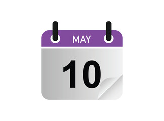 10th May calendar icon. May 10 calendar Date Month icon vector illustrator.