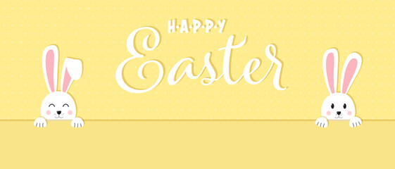 Easter rabbit, easter Bunny. Vector illustration. Easter Day. Happy Easter greeting card, banner with egg, rabbit. Easter Bunny, texture background.