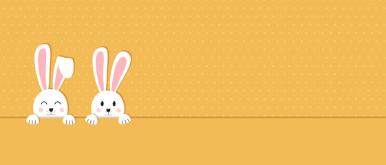 Easter rabbit, easter Bunny. Vector illustration. Easter Day. Happy Easter greeting card, banner with egg, rabbit. Easter Bunny, texture background.