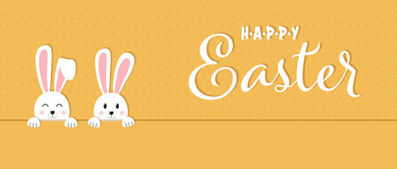 Easter rabbit, easter Bunny. Vector illustration. Easter Day. Happy Easter greeting card, banner with egg, rabbit. Easter Bunny, texture background.