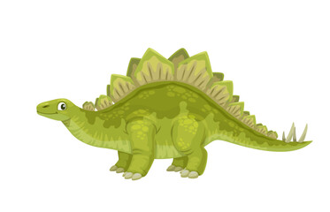 Cartoon Stegosaurus dinosaur character. Extinct animal, prehistoric lizard isolated vector cheerful personage. Jurassic era reptile, paleontology dinosaur happy smiling mascot with spine plates