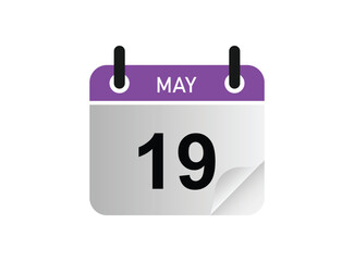 19th May calendar icon. May 19 calendar Date Month icon vector illustrator.