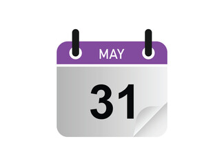31th May calendar icon. May 31 calendar Date Month icon vector illustrator.