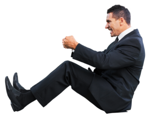 Concept of fast business, business siting in car