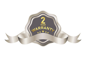 warranty badge illustration in gold silver color, in premium colors, seals, medals, shields, badges, scrolls, and ornaments