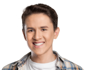 Smiling handsome boy on white background