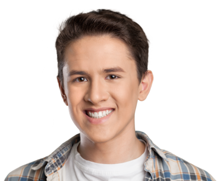 Smiling handsome boy on white background