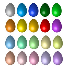 colorful shiny eggs. Spring decoration. Painted template. Vector illustration.