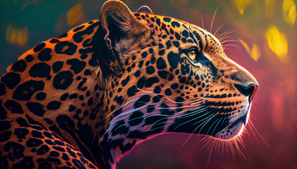 Fototapeta na wymiar Jaguar Majestic Jungle Animal Generative AI