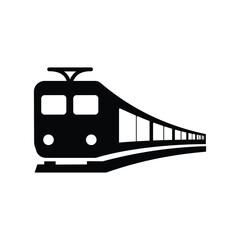 Train icon. Electric train, black isolated icon, vector illustration