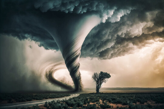 Tornade due au  r&eacute;chauffement climatique, catastrophe climatique - G&eacute;n&eacute;rative IA