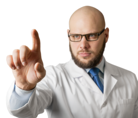 Young male doctor or scientist posing