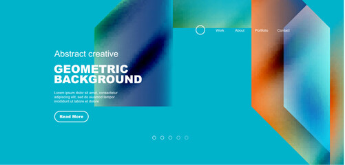 Triangles with fluid gradients, abstract landing page background. Minimal shapes composition for wallpaper, banner, background, leaflet, catalog, cover, flyer