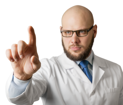 Young male doctor or scientist posing