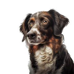 Funny portrait cute and attentive dog looking side away isolated transparent background, Family dog banner, Generative AI