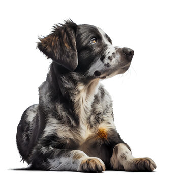 Funny portrait cute and attentive dog looking side away isolated transparent background, Family dog banner, Generative AI