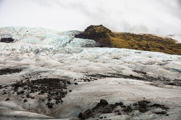 Scenic contrast between mountain and glacier
