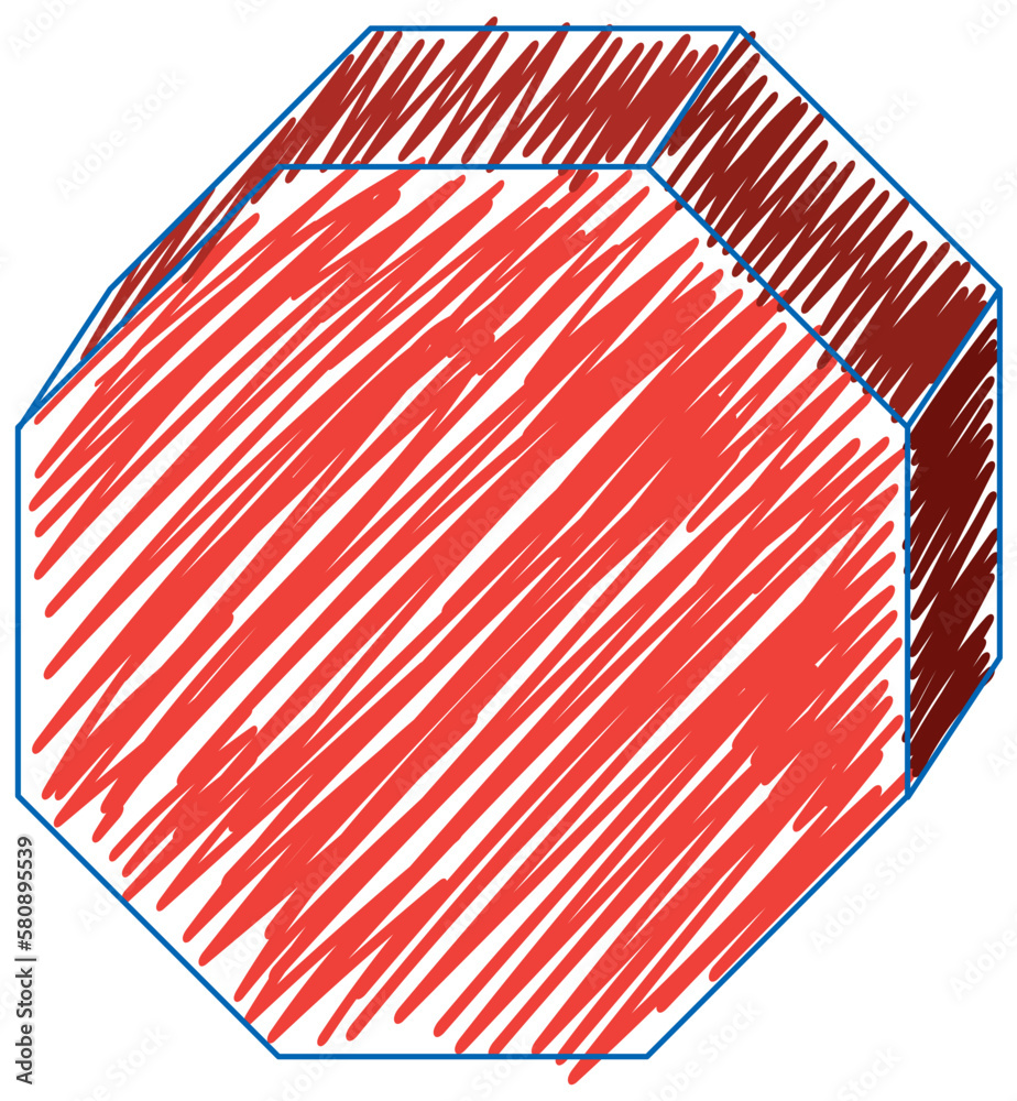 Wall mural octagonal prism colour sketch simple style