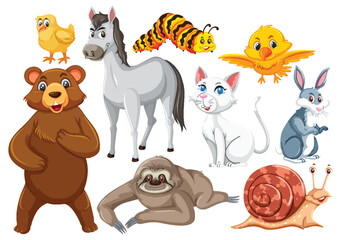Obraz premium Set of cute animals cartoon character