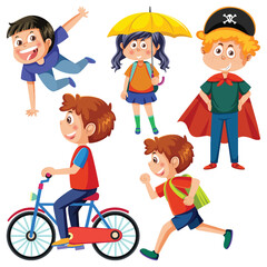 Set of children cartoon character