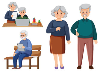 Set of old people characters