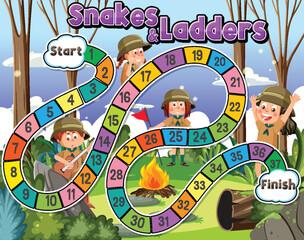 Simple board game for children camping background
