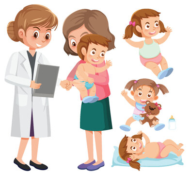 Set of baby nursing cartoon character