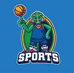 Obraz na płótnie Canvas Vector illustration of crocodile mascot with basketball pose for sport team