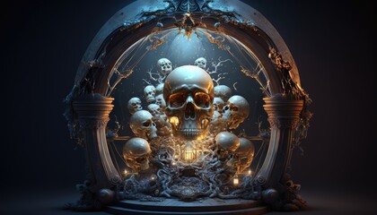 Fototapeta premium Door to hell, the passage to the kingdom of the dead inside a crystal sphere Created with generative AI.
