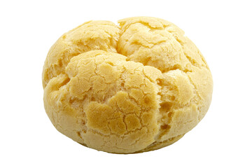 Eclair isolated on white background. Eclair is filled of custard cream. 