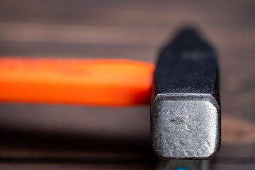The impact part of the hammer is a close-up.