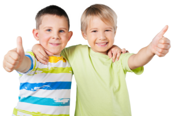 Happy schoolboys showing ok sign isolated on white background