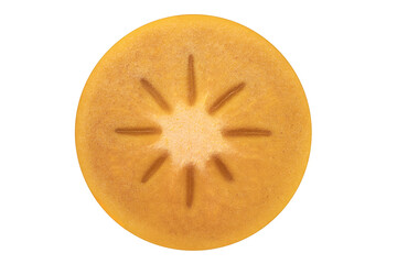 Top view of Sliced Persimmon fruit.