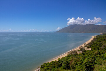 Cairns Australia beach with palm trees