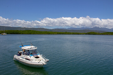 Fototapeta na wymiar Port Douglas Cairns Australia beach with boat