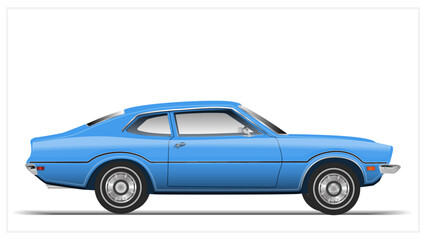 Fototapeta na wymiar 1970s Side American Midsize Sedan