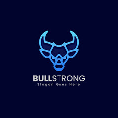 Vector Logo Illustration Bull Strong Gradient Line Art Style