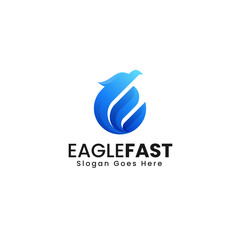 Vector Logo Illustration Eagle Fast Gradient Colorful Style