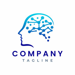 Head Tech Brain Artificial Intelligence Logo