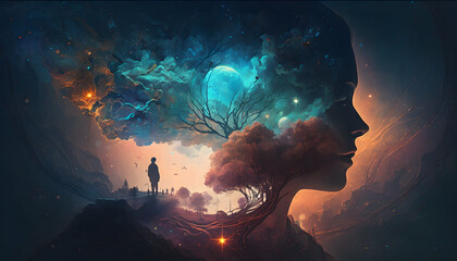 Floating in Space Among a Galactic Nebula with Ethereal Music, AI Generated