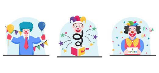 April Fools Flat Bundle Design Illustration