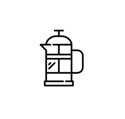 French press. Coffee brewing technique. Pixel perfect, editable stroke icon