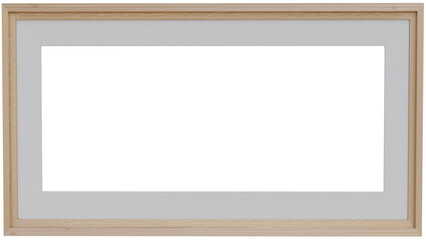 wooden frame with inner white paper frame as transparent png file.