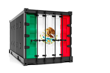  The concept of  Mexico  export-import, container transporting and national delivery of goods. 3D...