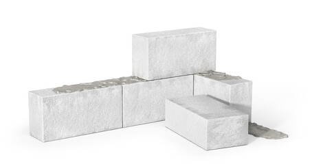 Construction blocks isolated on a white background. 3d illustration